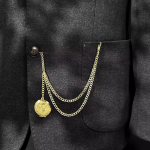 Cadena Albert de chaleco para reloj de bolsillo — Medallón floral dorado