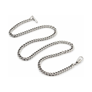 Cadena metálica para reloj de bolsillo con barra en T — Plateada