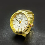 Reloj anillo de cuarzo con caja de aleación — Dorado, números grandes dorados