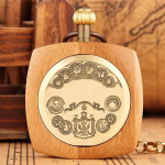 Reloj de bolsillo automático cuadrado con efecto madera