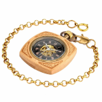 Reloj de bolsillo automático cuadrado con efecto madera