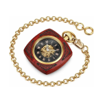 Reloj de bolsillo automático de madera de sándalo rojo