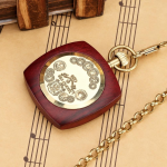 Reloj de bolsillo automático de madera de sándalo rojo