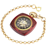 Reloj de bolsillo automático de madera de sándalo rojo