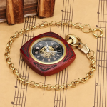 Reloj de bolsillo automático de madera de sándalo rojo