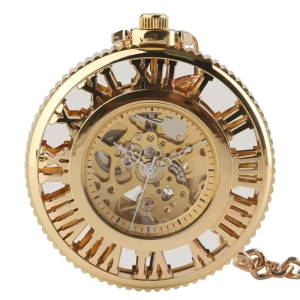 Reloj de bolsillo automático dorado calado