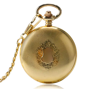 Reloj de bolsillo automático dorado con números romanos