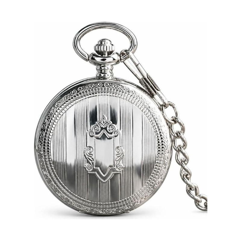 Reloj de bolsillo automático esqueleto con tapa