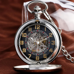Reloj de bolsillo automático esqueleto con tapa