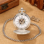 Reloj de bolsillo automático plateado con tapa