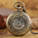 Reloj de bolsillo automático vintage calado con pájaros