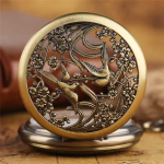 Reloj de bolsillo automático vintage calado con pájaros