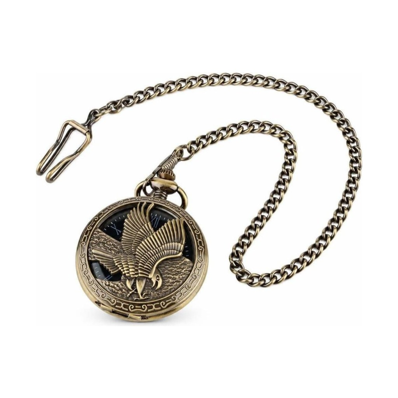 Reloj de bolsillo con águila y esfera esqueleto
