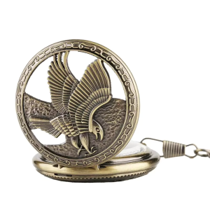Reloj de bolsillo con águila y esfera esqueleto