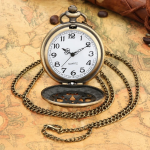 Reloj de bolsillo DAD de cuarzo en tono bronce — Cadena fina trenzada