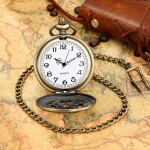 Reloj de bolsillo DAD de cuarzo en tono bronce — Cadena gruesa de eslabones redondos
