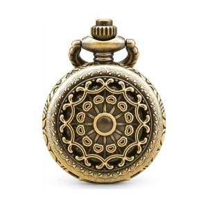 Reloj de bolsillo de bronce con cuarzo y tapa calada