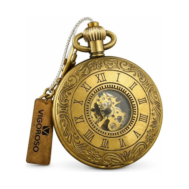 Reloj de bolsillo de cobre con cuerda manual