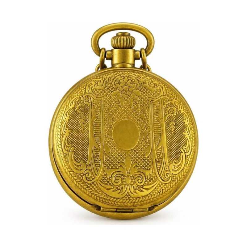 Reloj de bolsillo de cobre mecánico con motivos florales