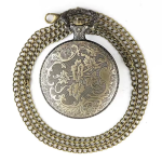 Reloj de bolsillo de cuarzo color bronce con ave calada