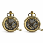 Reloj de bolsillo de cuarzo color bronce con ave calada — Lote de 2