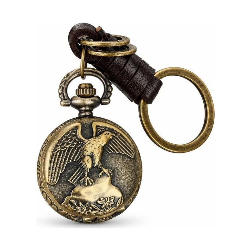 Reloj de bolsillo de cuarzo con águila en relieve