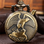 Reloj de bolsillo de cuarzo con águila en relieve