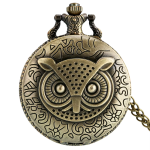 Reloj de bolsillo de cuarzo con búho en relieve