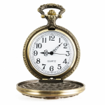 Reloj de bolsillo de cuarzo con búho en relieve