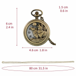 Reloj de bolsillo de cuarzo con dos lobos, acabado bronce