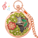 Reloj de bolsillo de cuarzo con flores y mariposa — Oro rosa