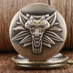 Reloj de bolsillo de cuarzo con león en relieve