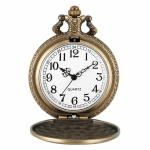 Reloj de bolsillo de cuarzo con león en relieve