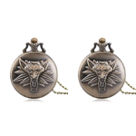 Reloj de bolsillo de cuarzo con león en relieve — Lote de 2