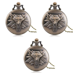 Reloj de bolsillo de cuarzo con león en relieve — Lote de 3