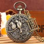 Reloj de bolsillo de cuarzo con pájaros