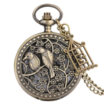 Reloj de bolsillo de cuarzo con pájaros