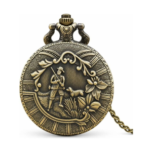 Reloj de bolsillo de cuarzo con perro, estilo vintage