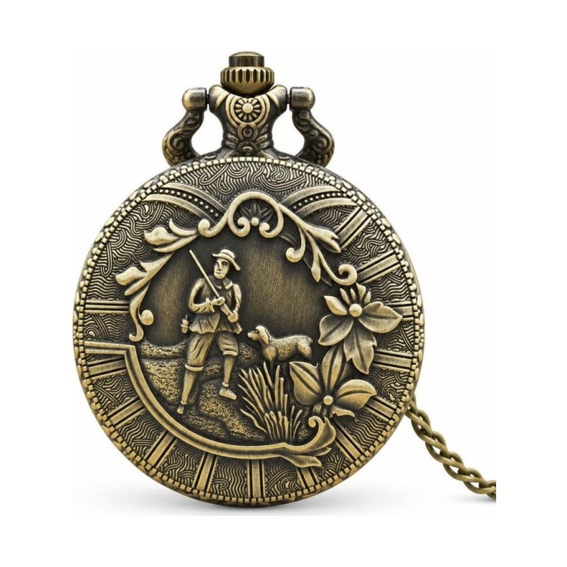 Reloj de bolsillo de cuarzo con perro, estilo vintage