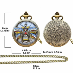 Reloj de bolsillo de cuarzo en bronce con insecto en relieve