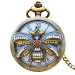 Reloj de bolsillo de cuarzo en bronce con insecto en relieve