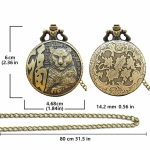 Reloj de bolsillo de cuarzo en bronce con tigre