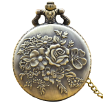 Reloj de bolsillo de cuarzo floral en aleación de bronce