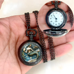 Reloj de bolsillo de cuarzo ilustrado — Sirena, metal oscuro
