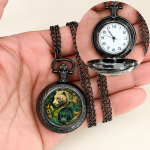 Reloj de bolsillo de cuarzo ilustrado — Tigre, metal oscuro