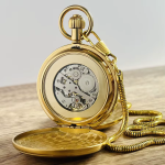 Reloj de bolsillo doble hunter dorado con tourbillón
