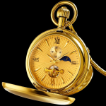 Reloj de bolsillo doble hunter dorado con tourbillón
