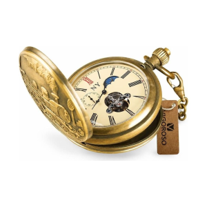 Reloj de bolsillo double hunter de cobre con esfera marfil
