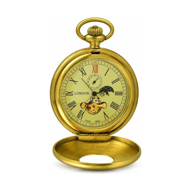Reloj de bolsillo double hunter de cobre mecánico