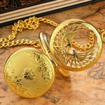 Reloj de bolsillo Double Hunter mecánico dorado